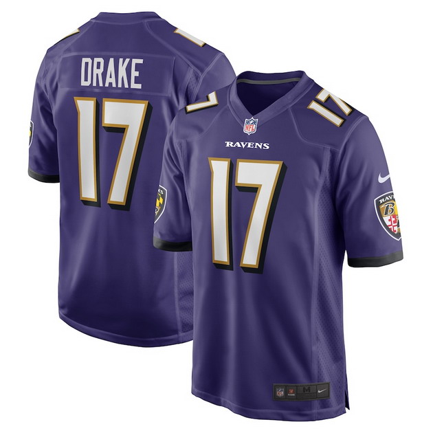 mens nike kenyan drake purple baltimore ravens game player jersey